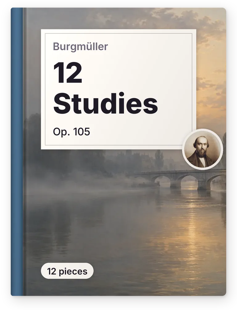 Burgmüller, 12 Studies, Op. 105, 12 pieces