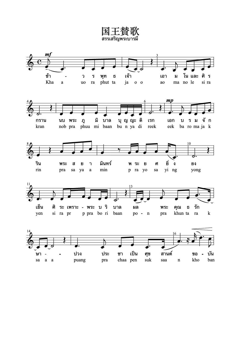 Sheet music preview for 国王賛歌