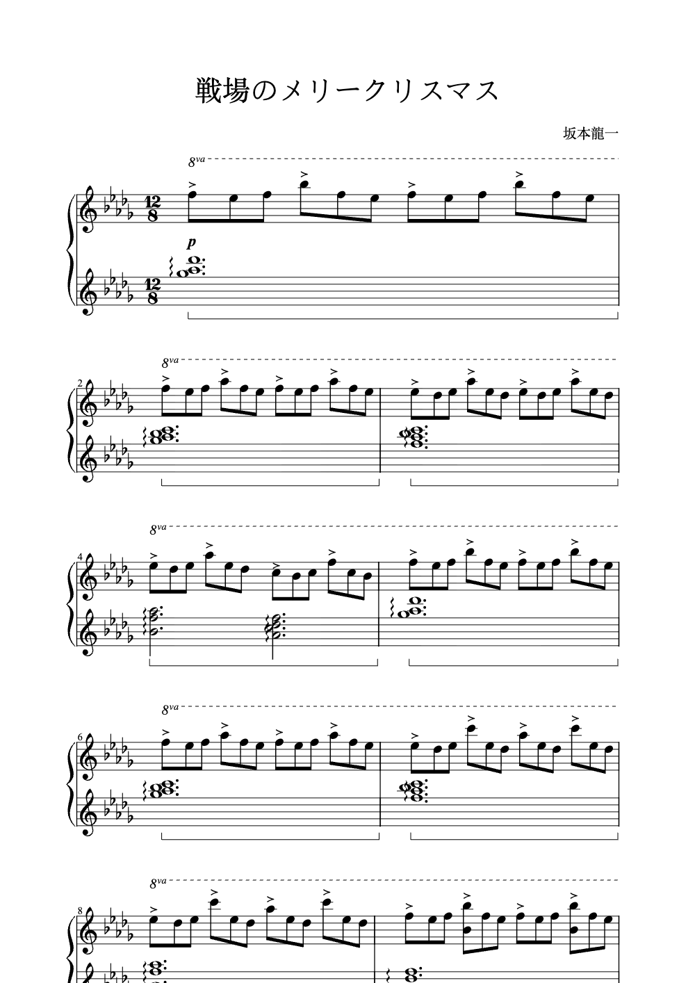 Sheet music preview for Merry Christmas, Mr. Lawrence