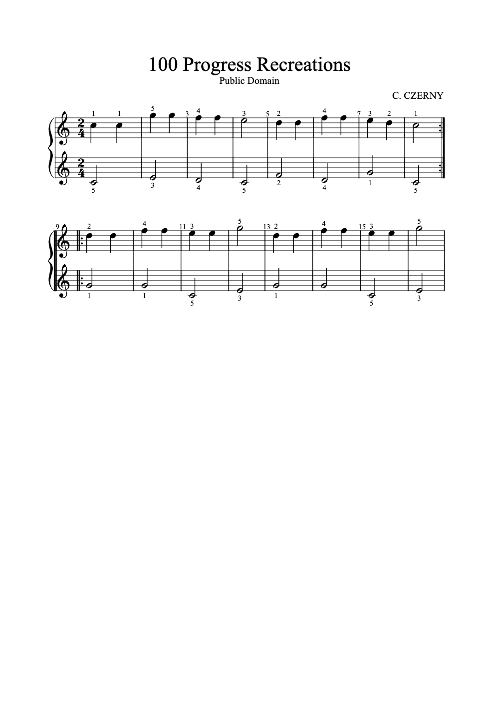 Sheet music preview for 100 Progress Recreations