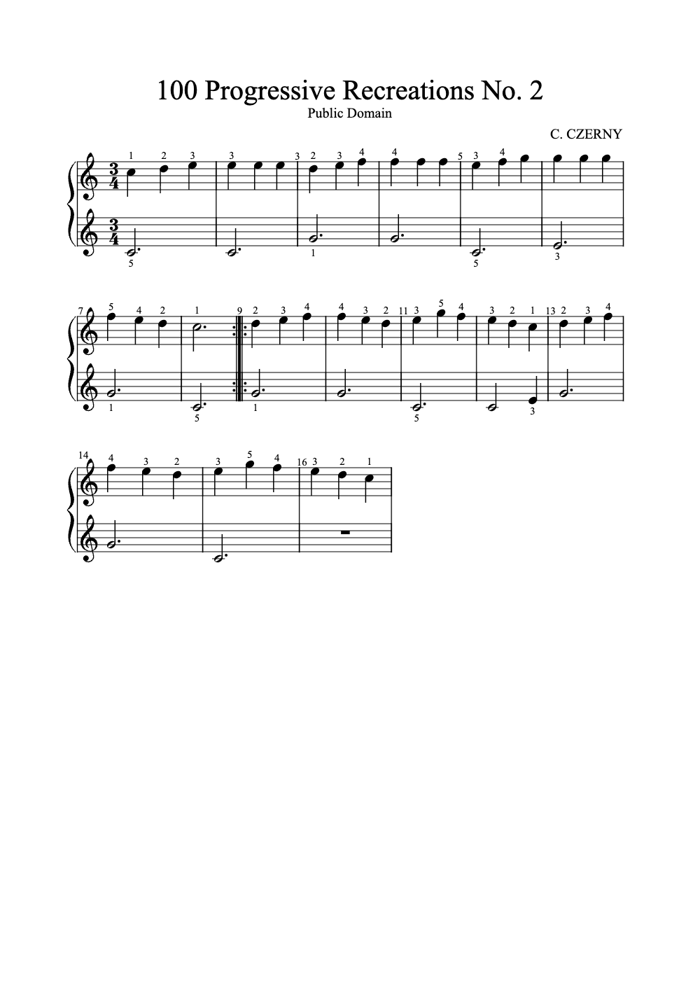 Sheet music preview for 100 Progressive Recreations No. 2