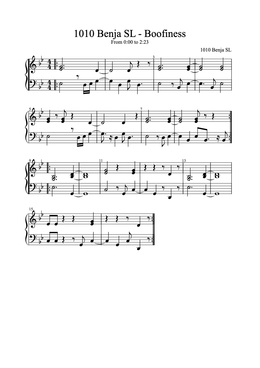 Sheet music preview for Boofiness