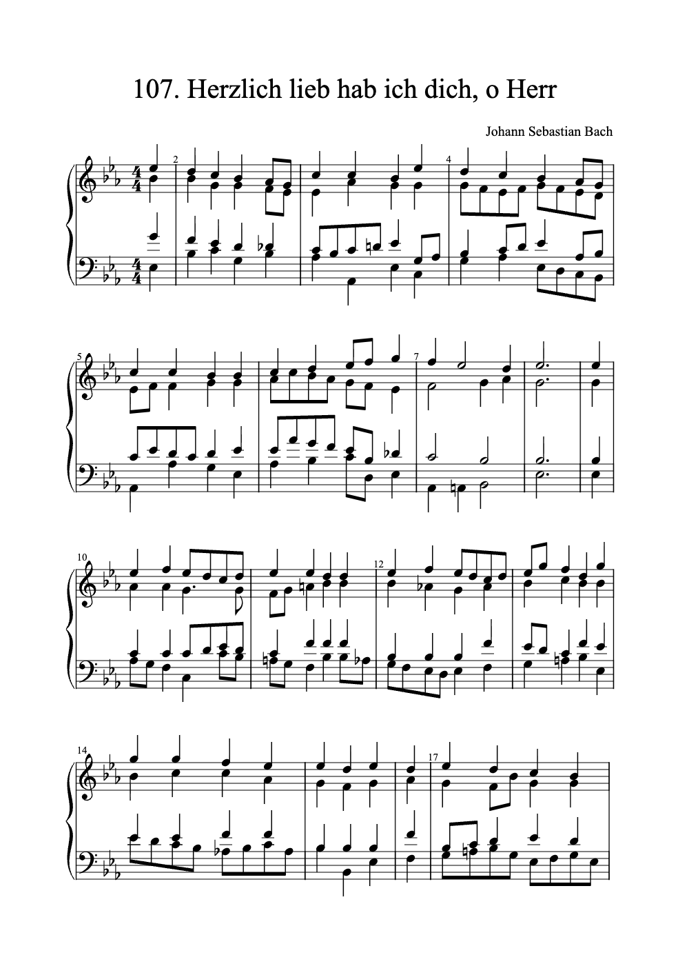 Sheet music preview for Herzlich lieb hab ich dich, o Herr