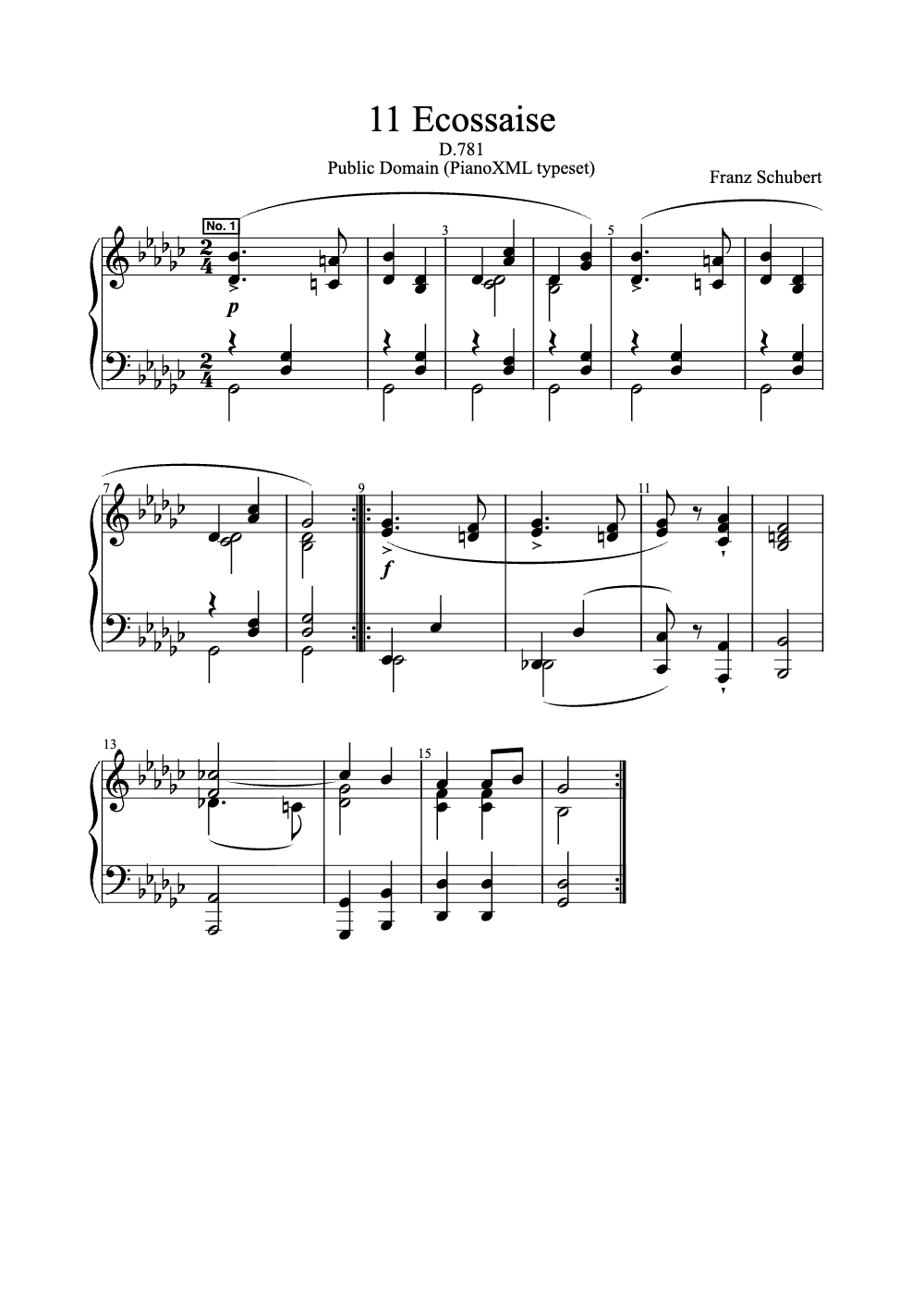 Sheet music preview for 11 Ecossaise