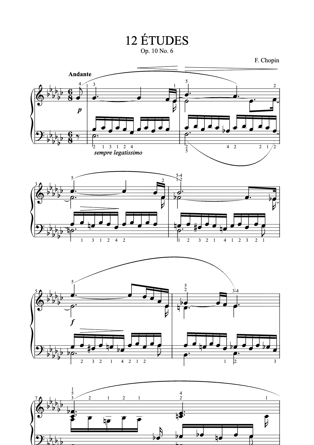 Sheet music preview for 12 Études