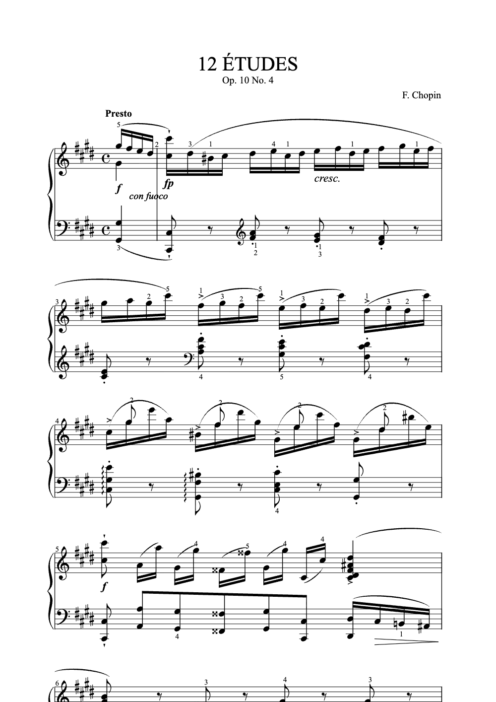 Sheet music preview for 12 Études