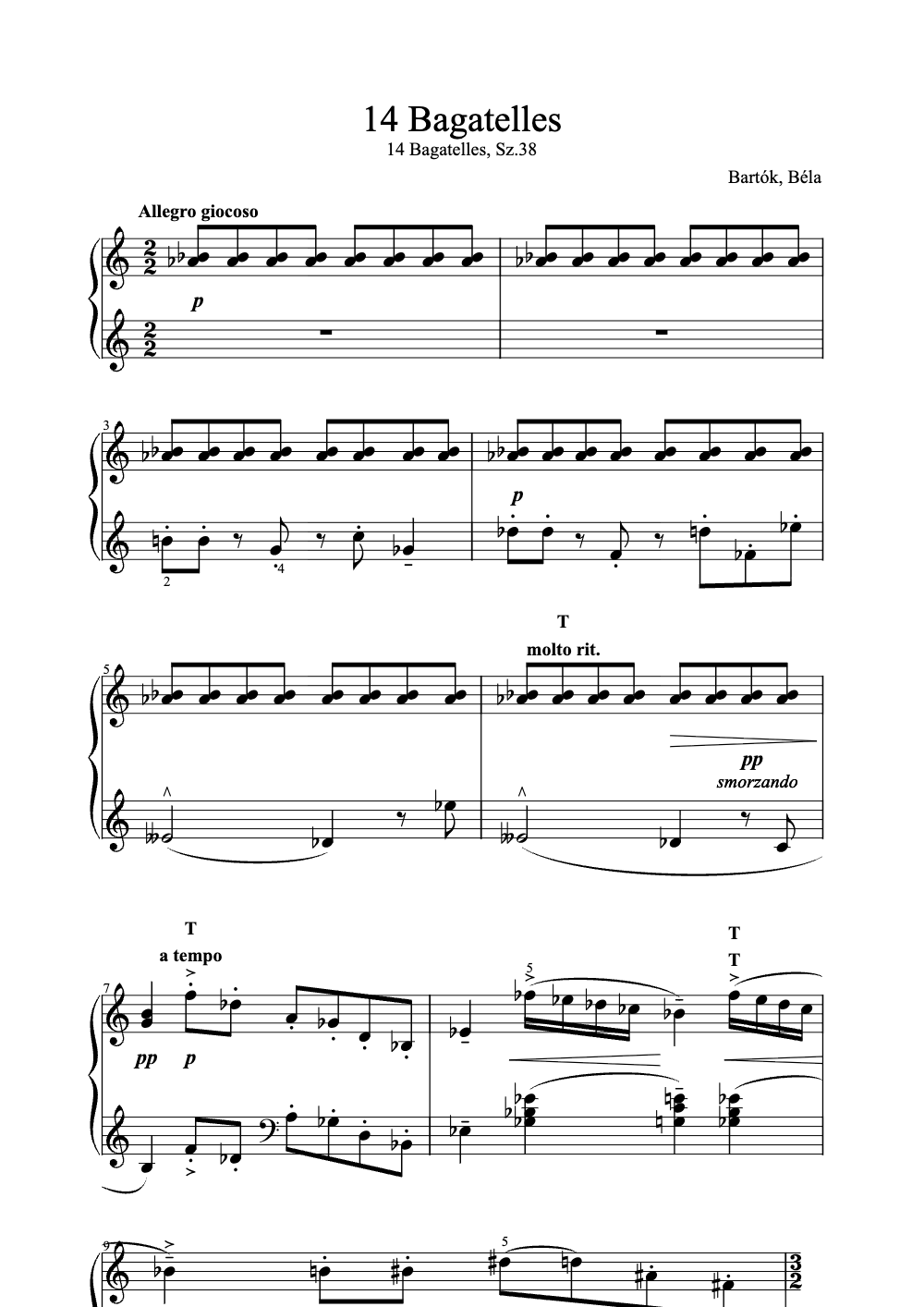 Sheet music preview for 14 Bagatelles