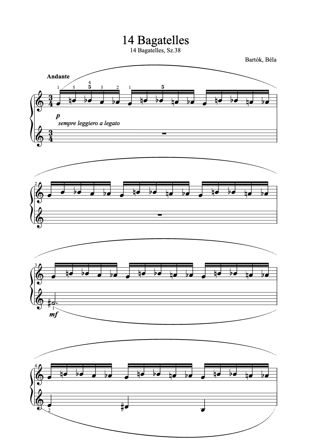 Sheet music preview for 14 Bagatelles