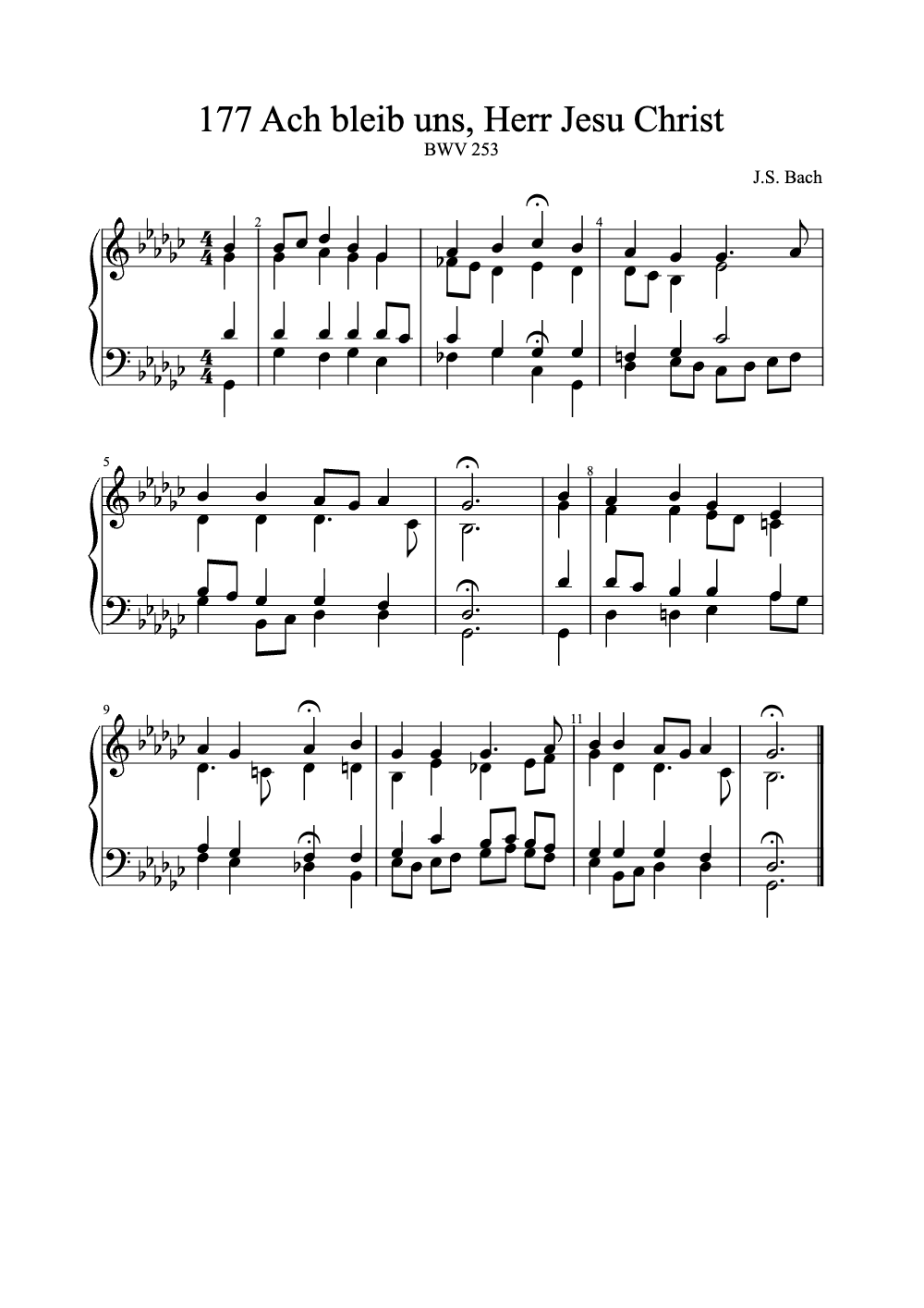 Sheet music preview for Ach bleib uns, Herr Jesu Christ
