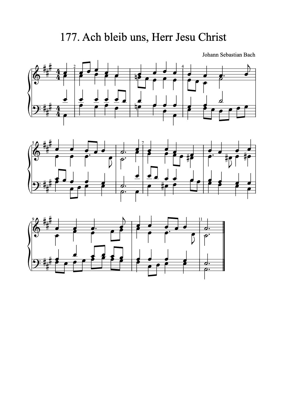 Sheet music preview for Ach bleib uns, Herr Jesu Christ