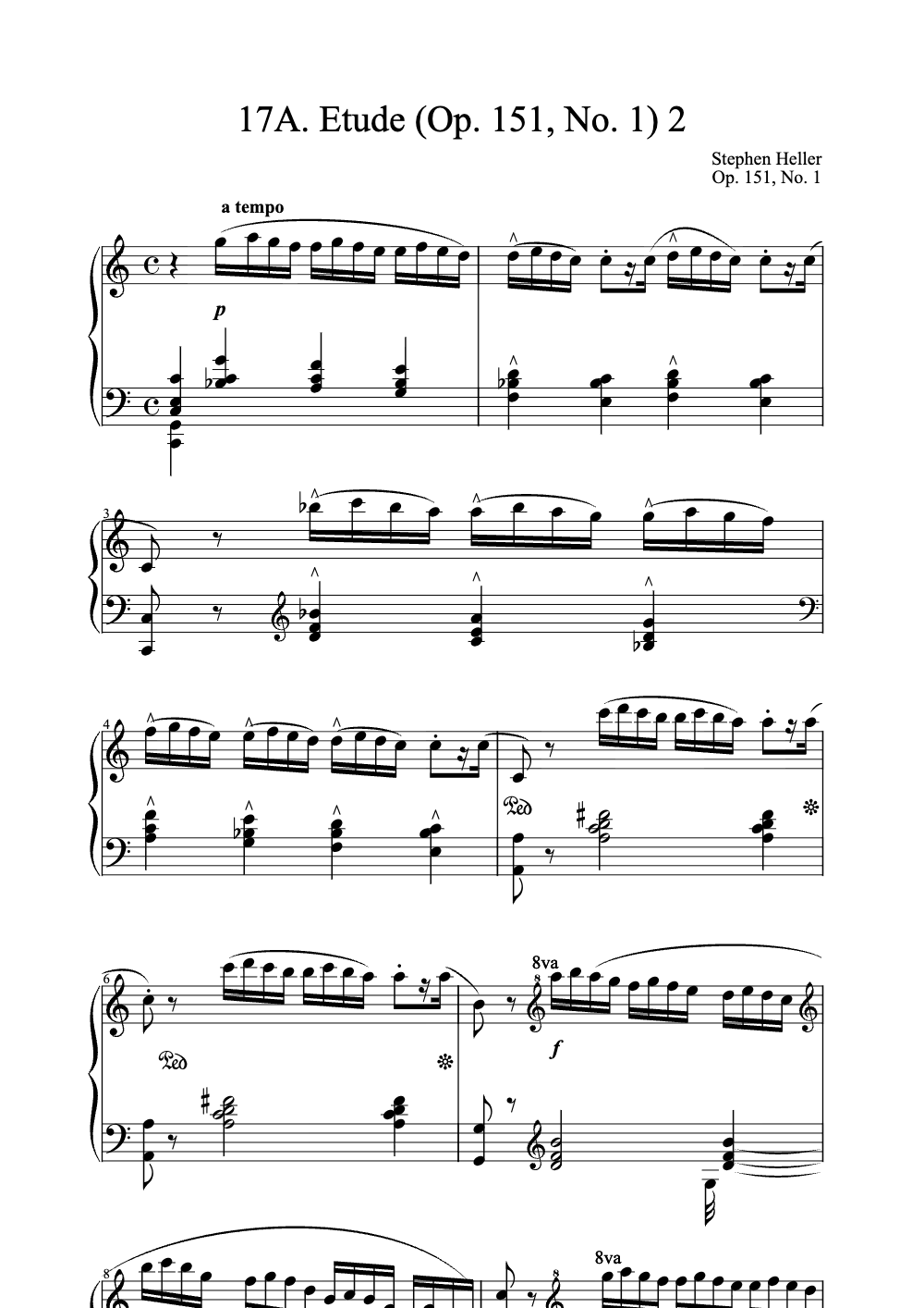 Sheet music preview for Étude (Op. 151, No. 1)