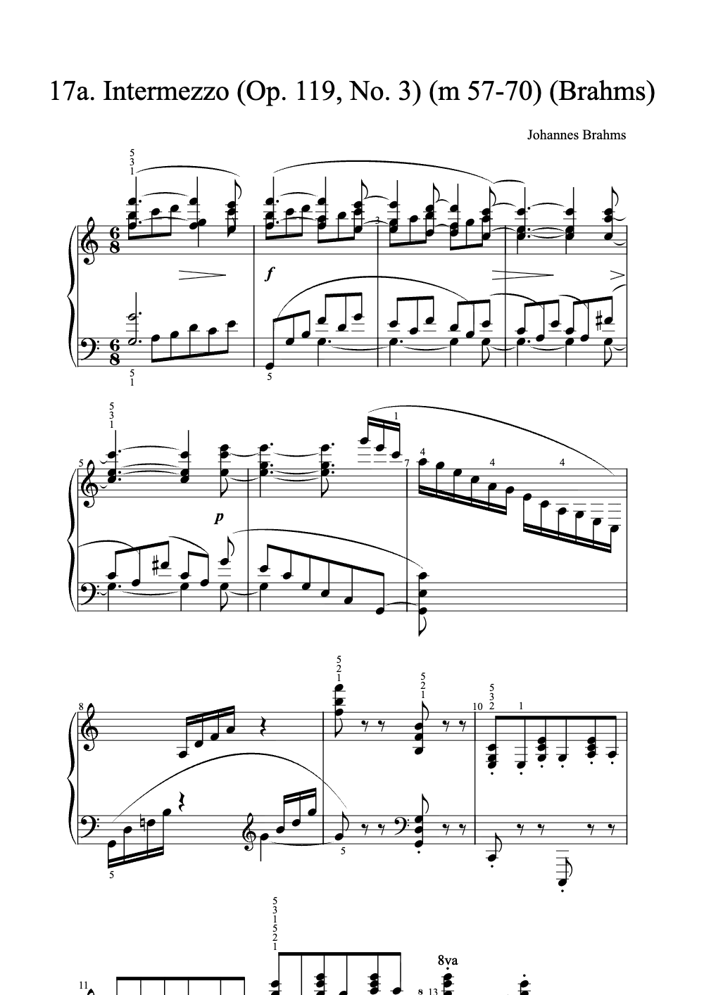 Sheet music preview for Intermezzo (Op. 119, No. 3)