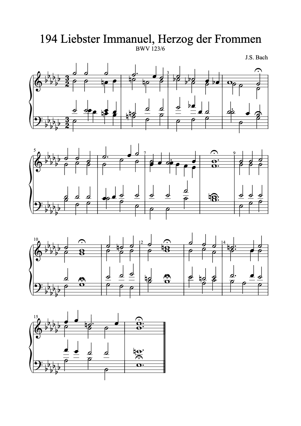 Sheet music preview for Liebster Immanuel, Herzog der Frommen