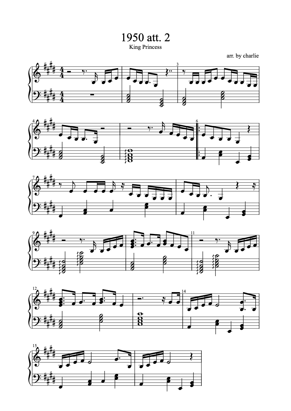 Sheet music preview for 1950 Att. 2