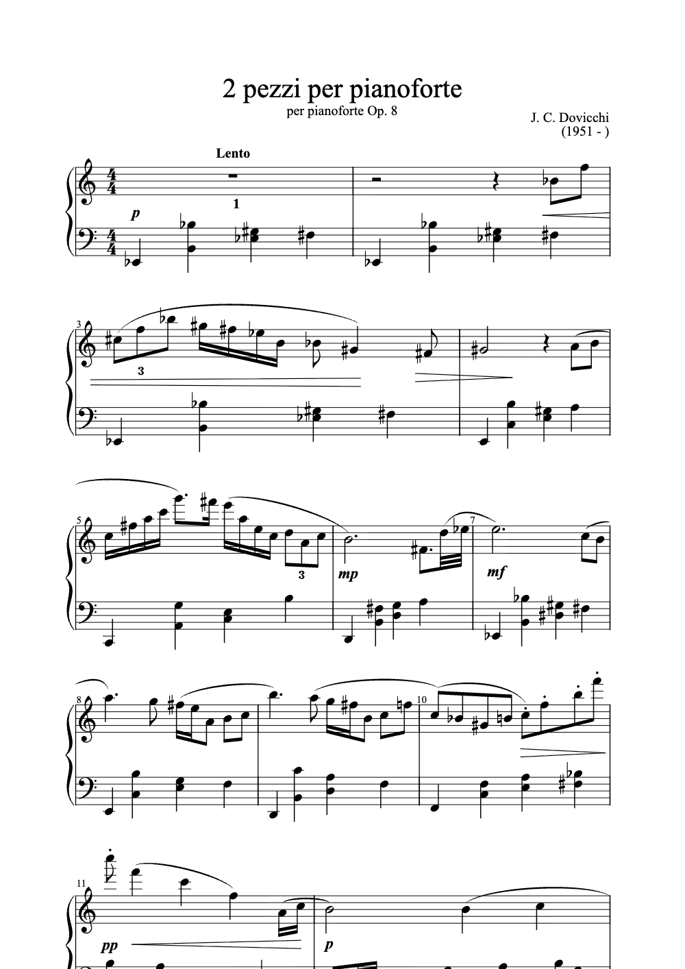 Sheet music preview for 2 Pezzi Per Pianoforte