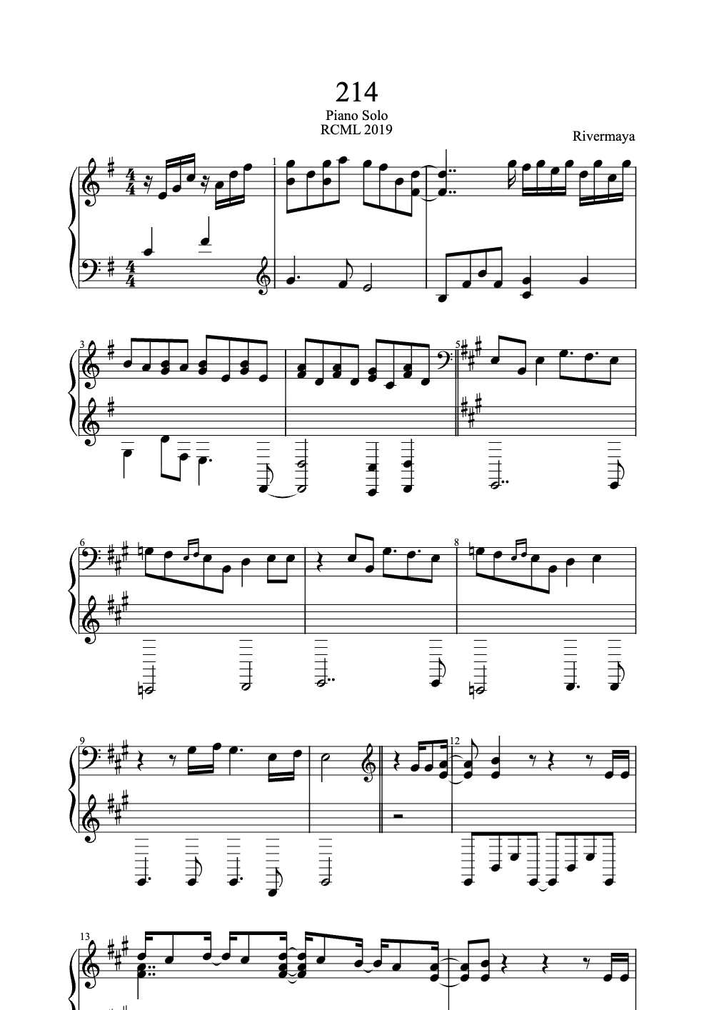 Sheet music preview for 214