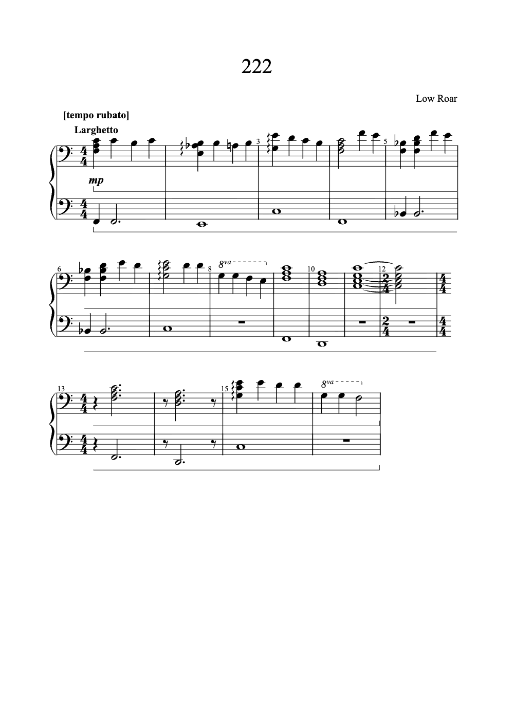 Sheet music preview for 222