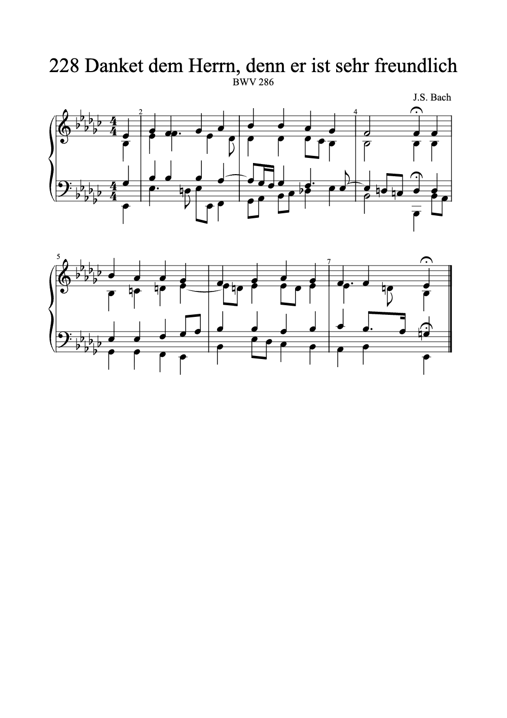 Sheet music preview for Danket Dem Herrn, Denn Er Ist Sehr Freundlich