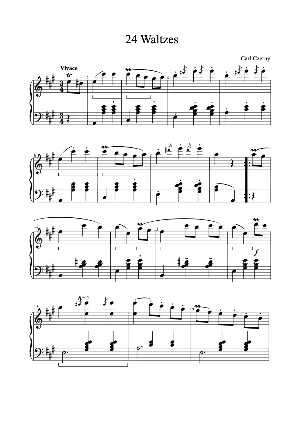 Sheet music preview for 24 Waltzes