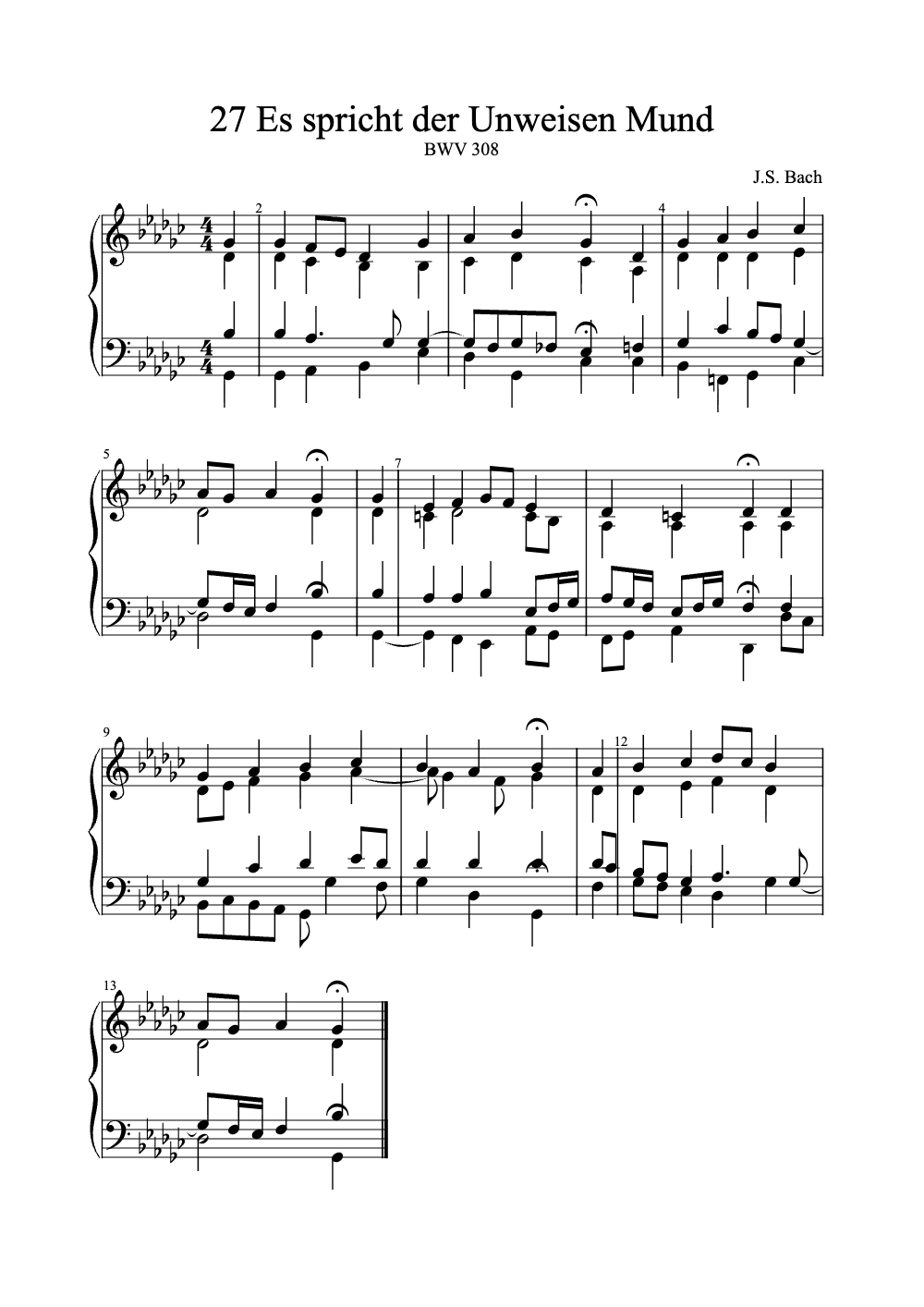 Sheet music preview for Es spricht der Unweisen Mund