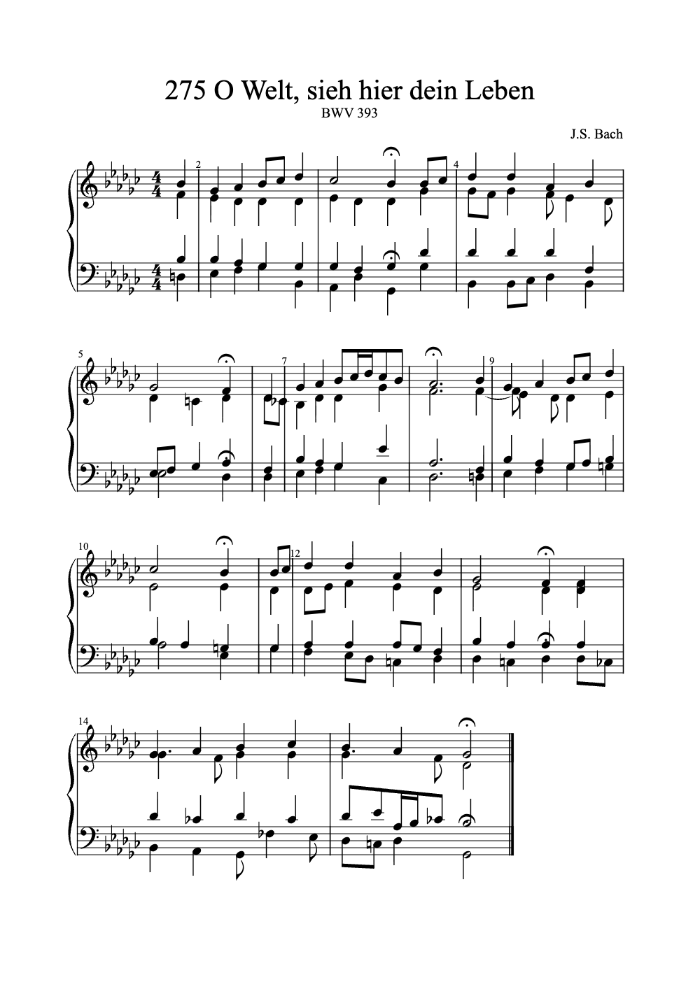 Sheet music preview for O Welt, Sieh Hier Dein Leben