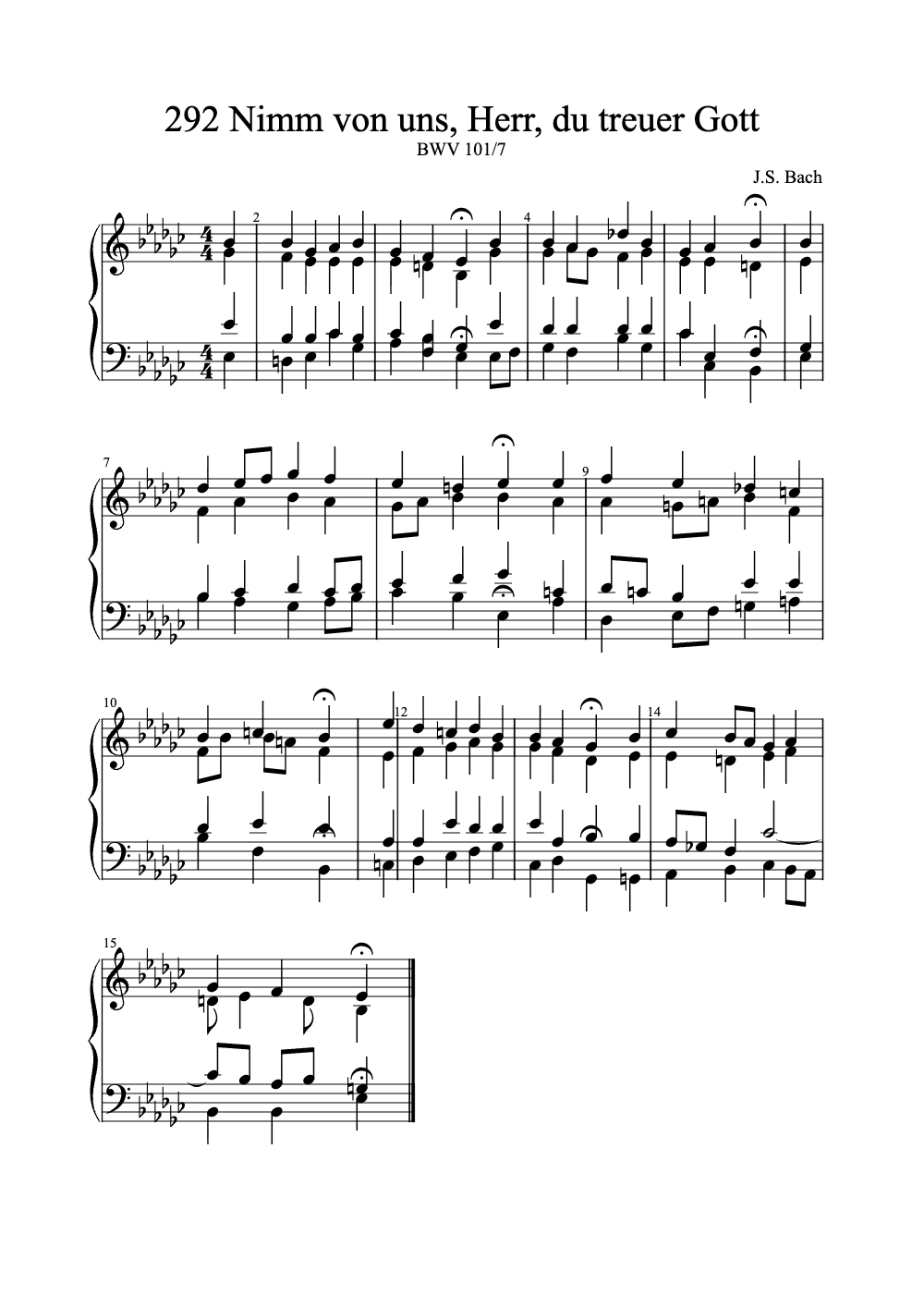 Sheet music preview for Nimm von uns, Herr, du treuer Gott