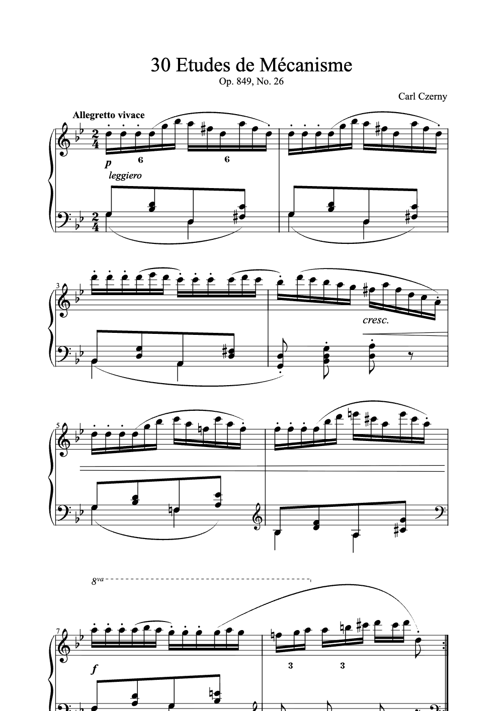 Sheet music preview for 30 Etudes de Mécanisme
