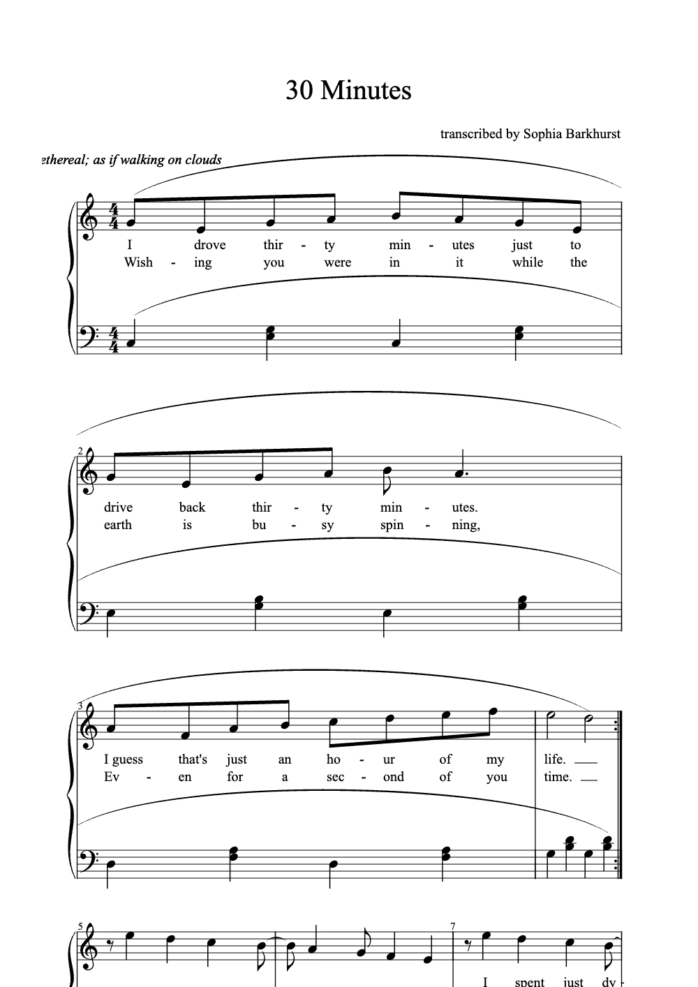 Sheet music preview for 30 Minutes