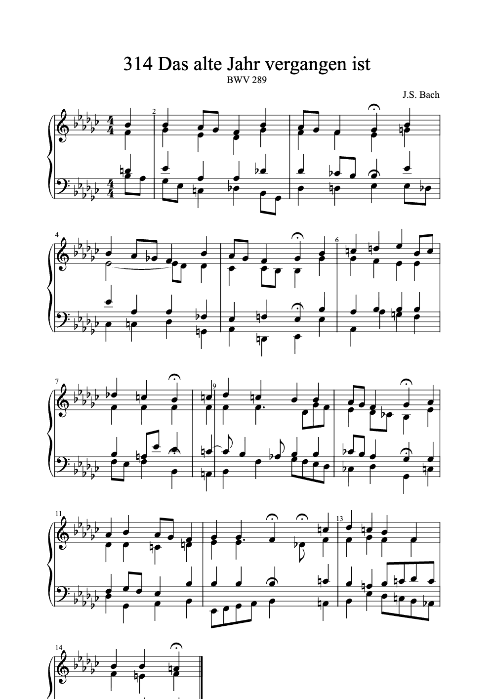 Sheet music preview for Das Alte Jahr Vergangen Ist
