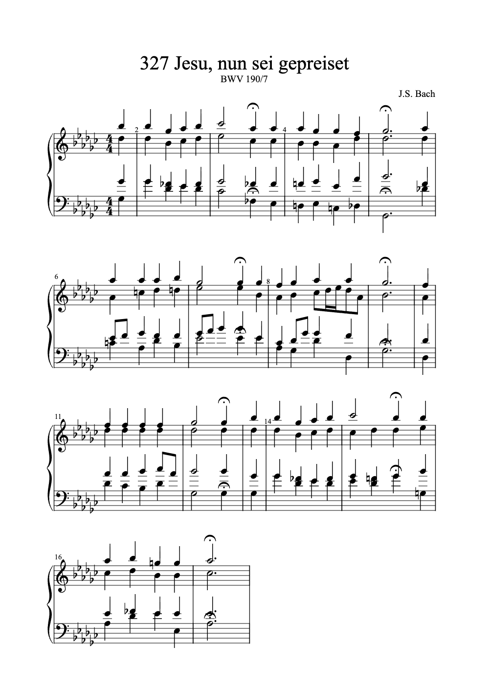 Sheet music preview for Jesu, Nun Sei Gepreiset