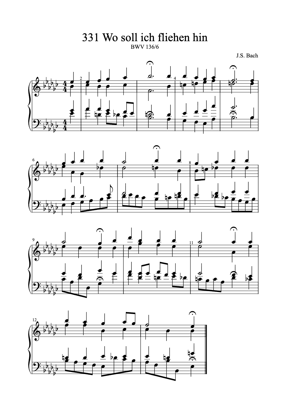 Sheet music preview for Wo soll ich fliehen hin