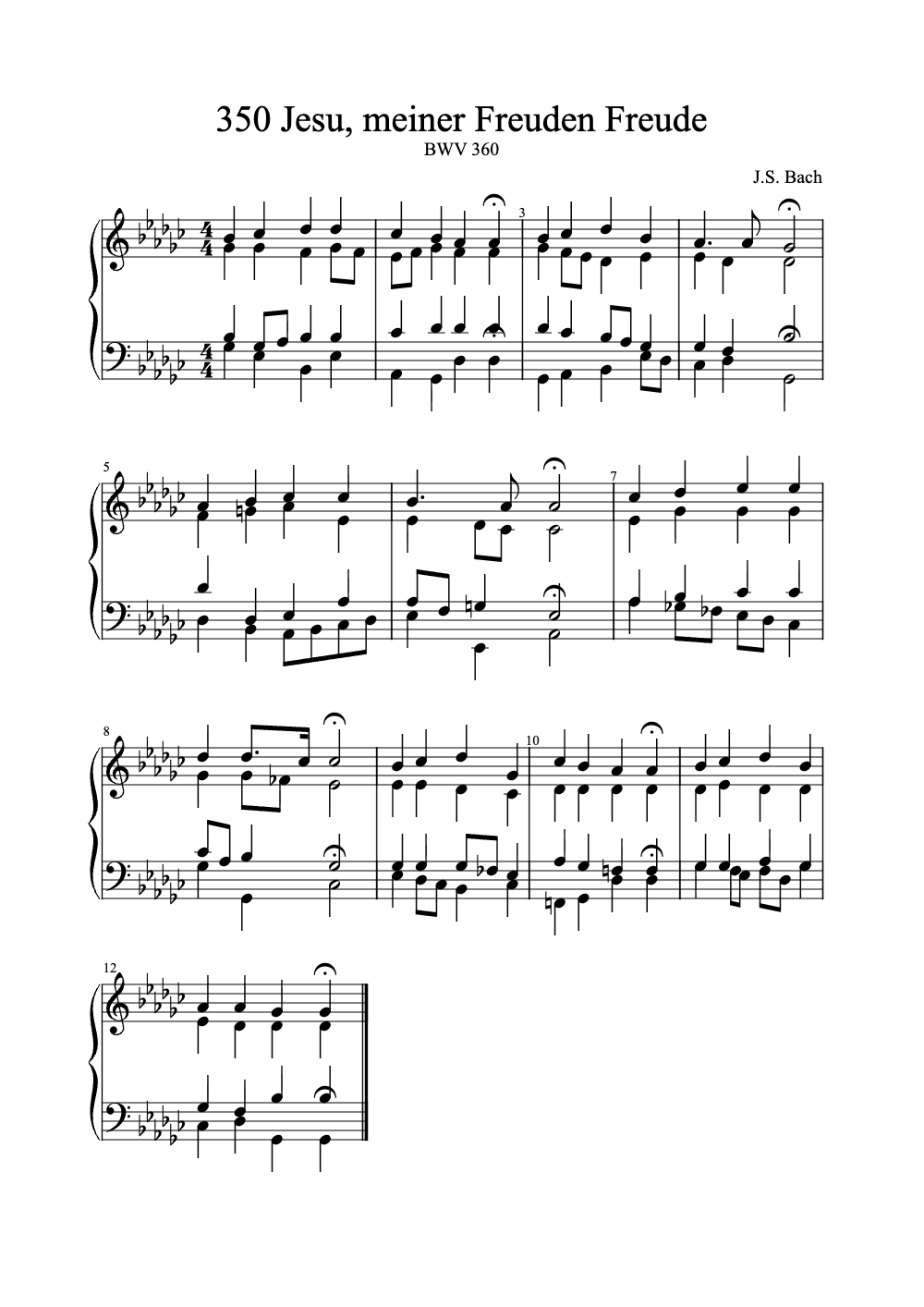 Sheet music preview for Jesu, Meiner Freuden Freude