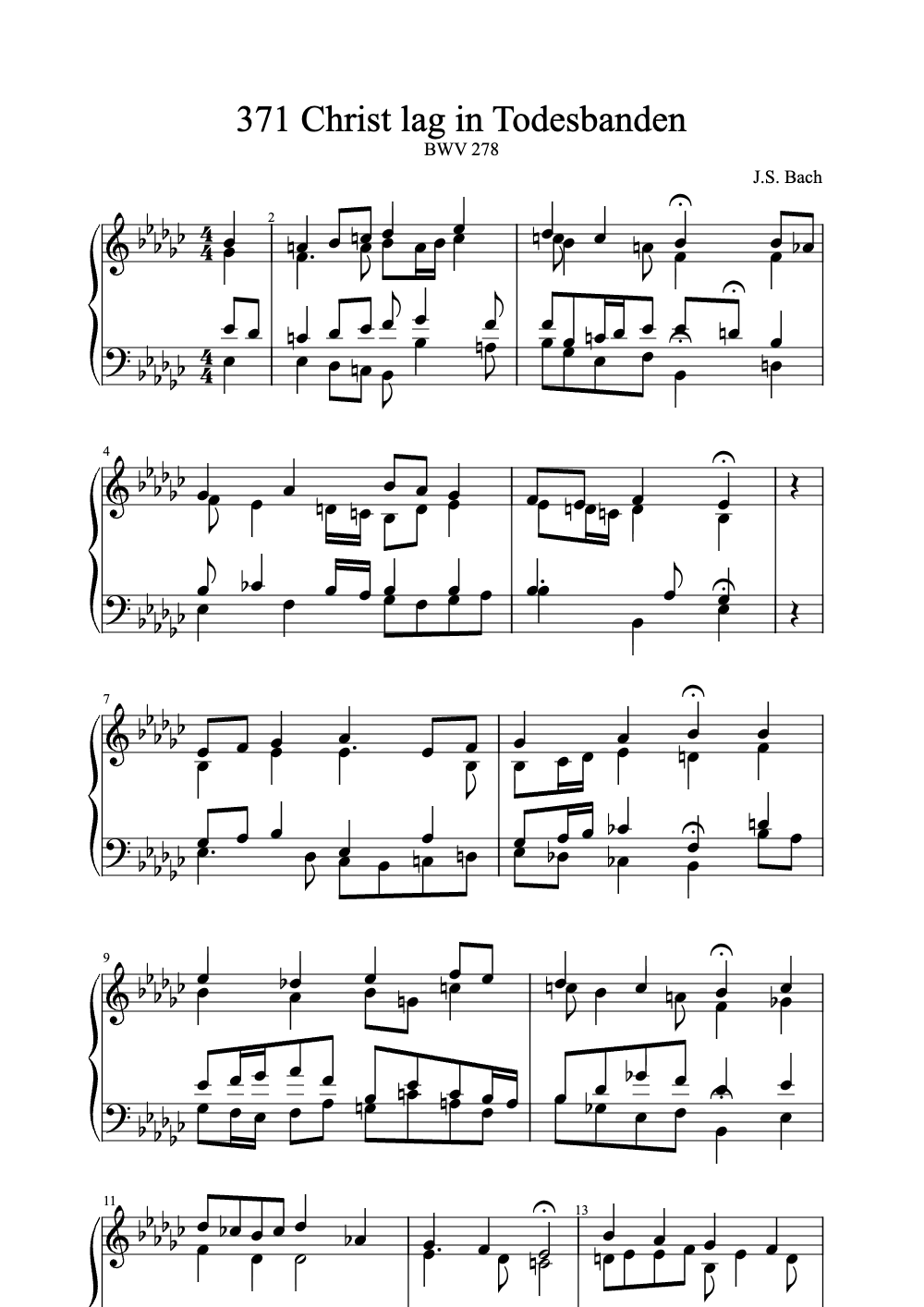 Sheet music preview for Christ Lag in Todesbanden
