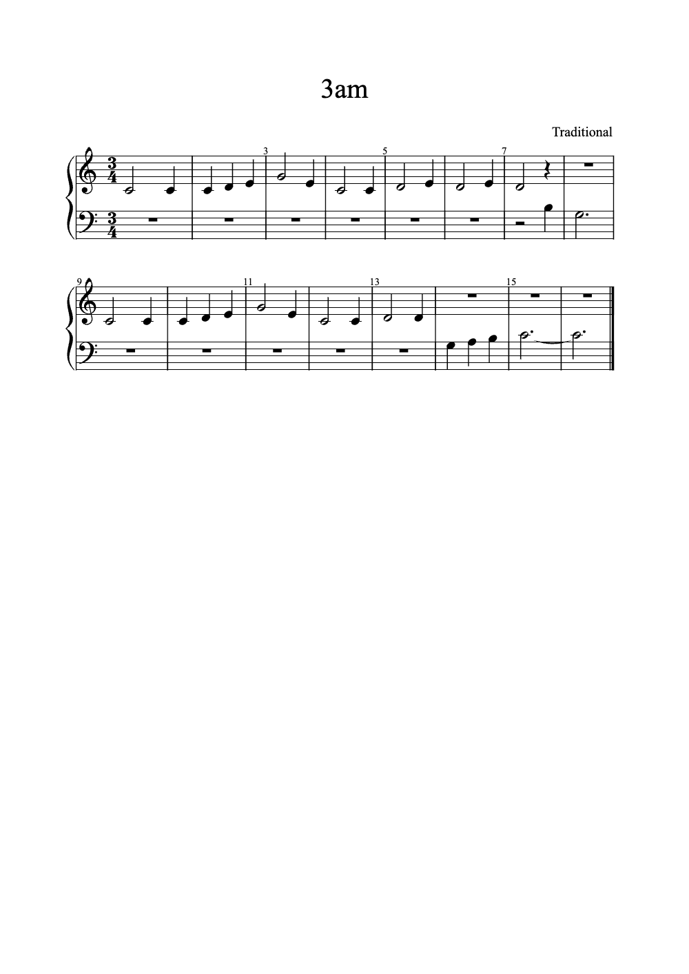 Sheet music preview for 3AM