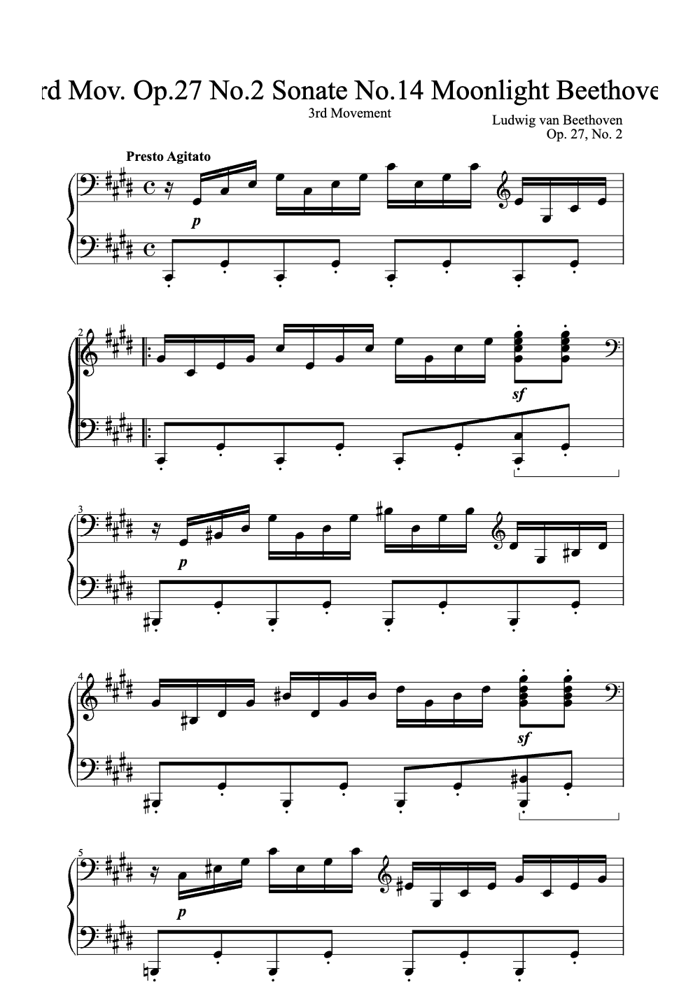 Sheet music preview for Moonlight Sonata