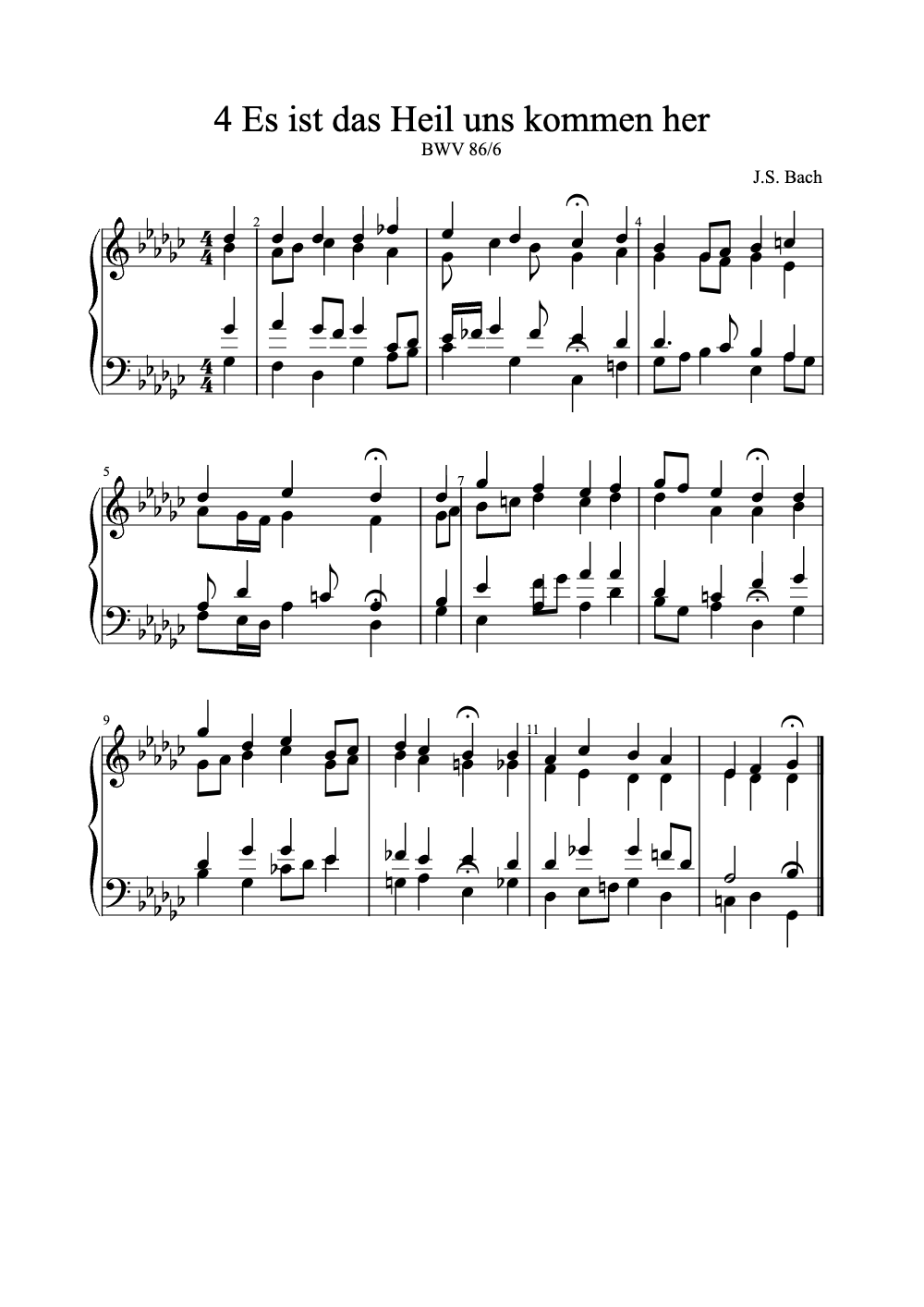 Sheet music preview for Es Ist Das Heil Uns Kommen Her