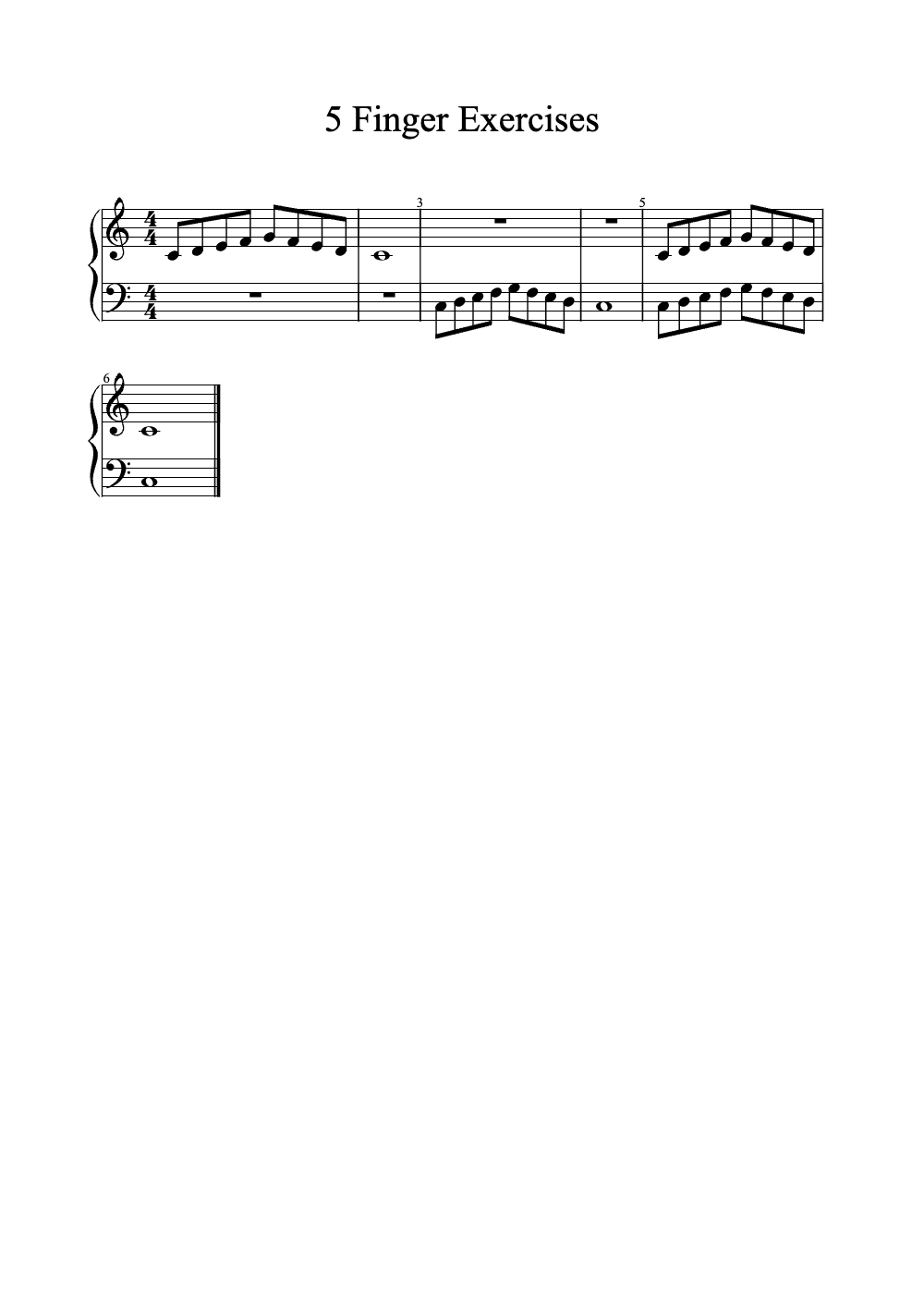 Sheet music preview for 5 Finger Exercises