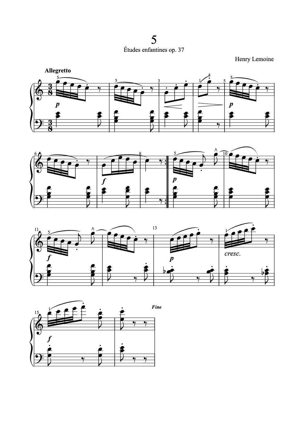 Sheet music preview for Five