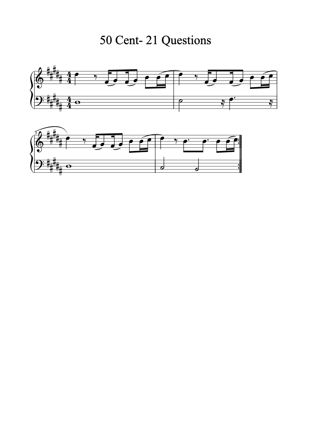 Sheet music preview for 21 Questions