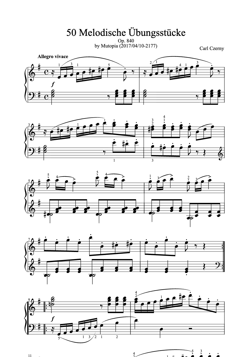 Sheet music preview for 50 Melodische Übungsstücke
