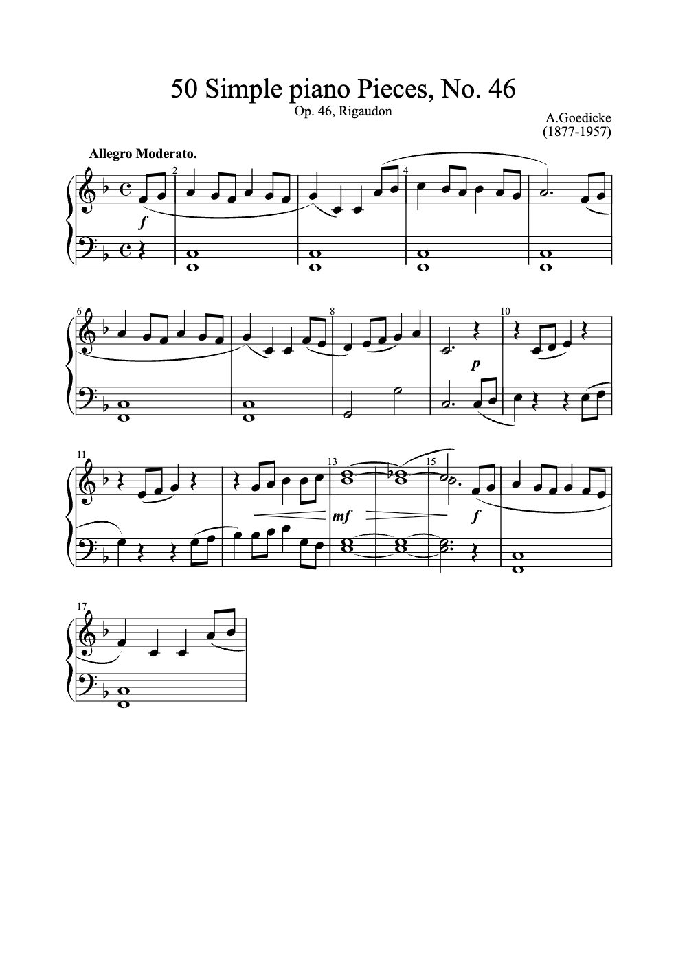 Sheet music preview for 50 Simple Piano Pieces, No. 46