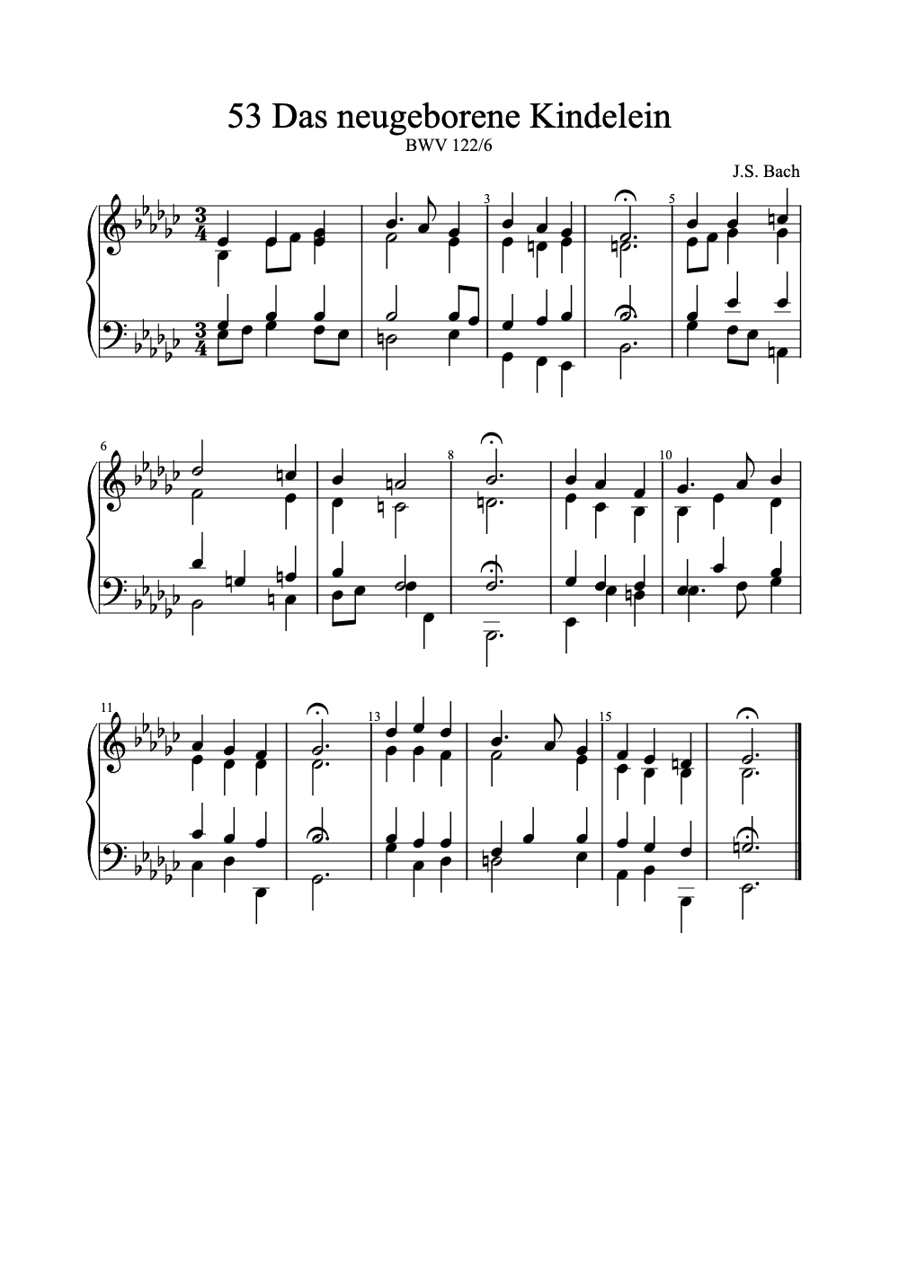 Sheet music preview for Das Neugeborene Kindelein