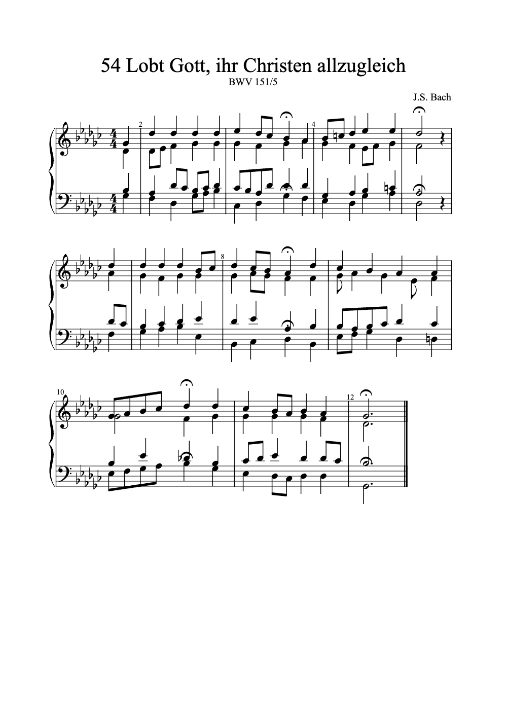 Sheet music preview for Lobt Gott, Ihr Christen Allzugleich