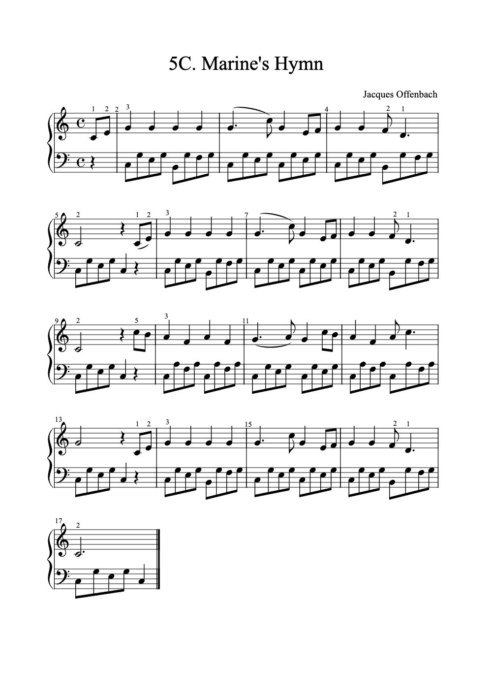 Sheet music preview for Marine's Hymn