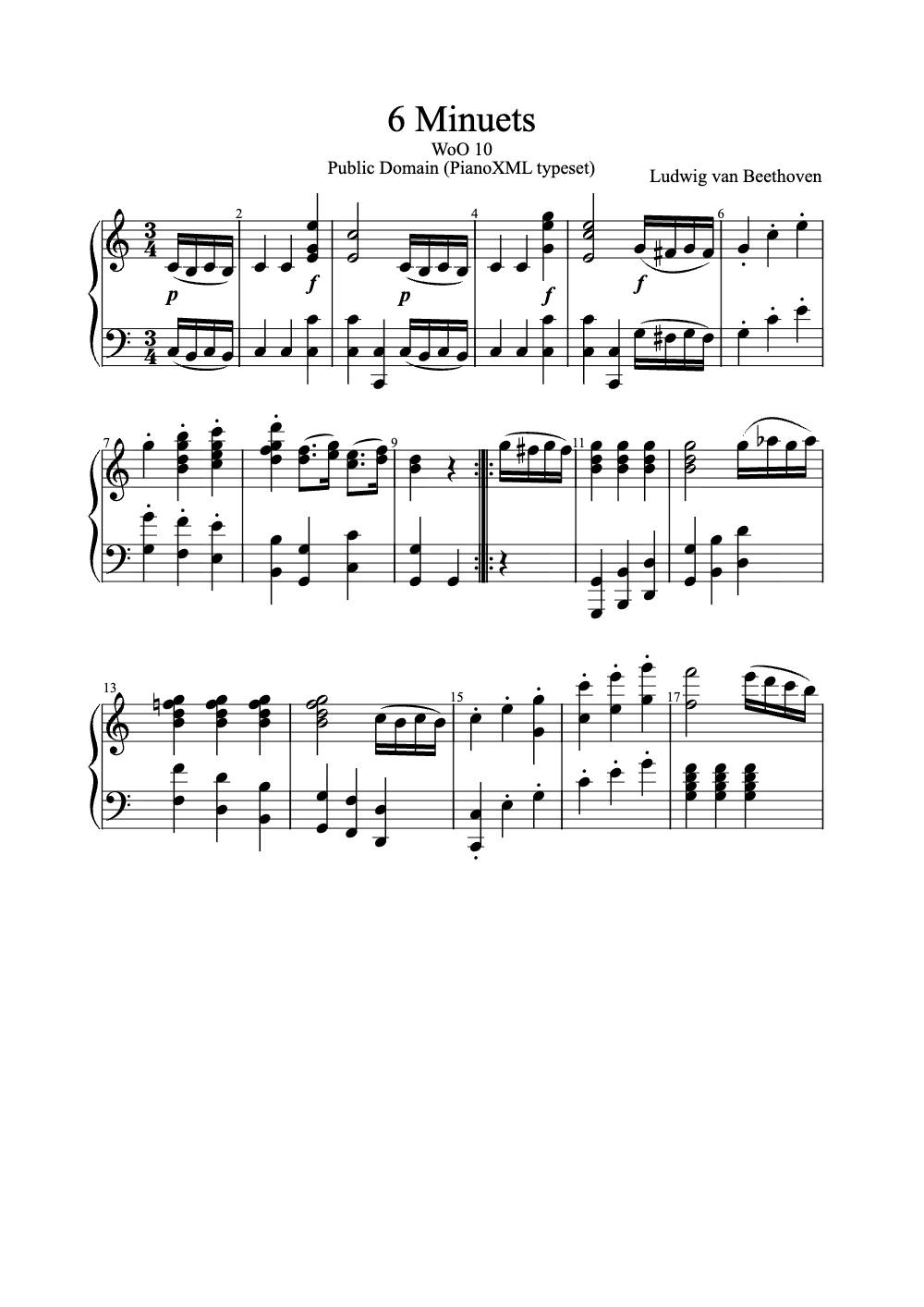 Sheet music preview for 6 Minuets