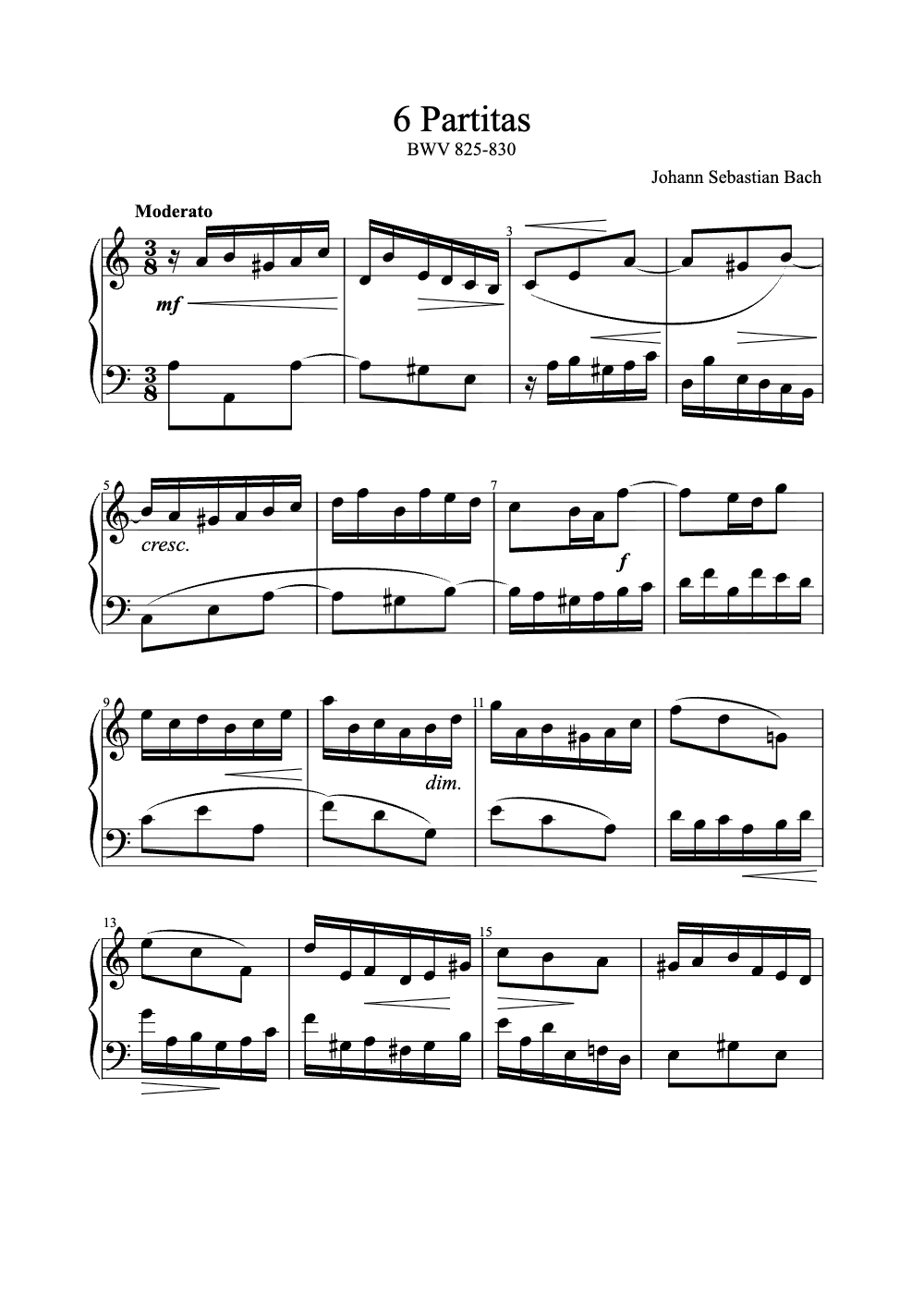 Sheet music preview for 6 Partitas