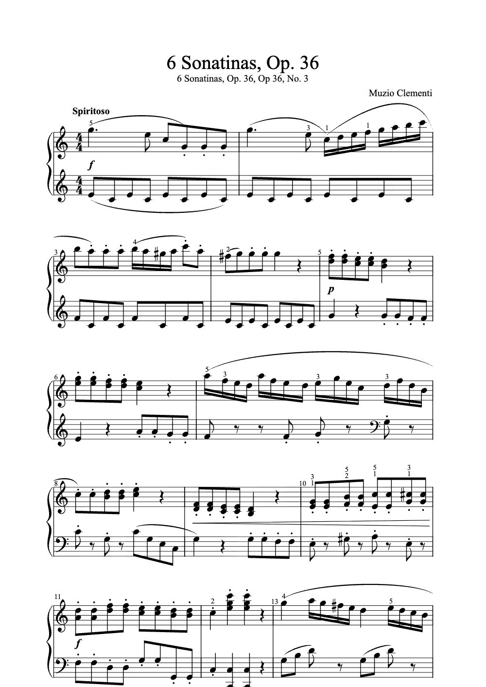 Sheet music preview for 6 Sonatinas, Op. 36