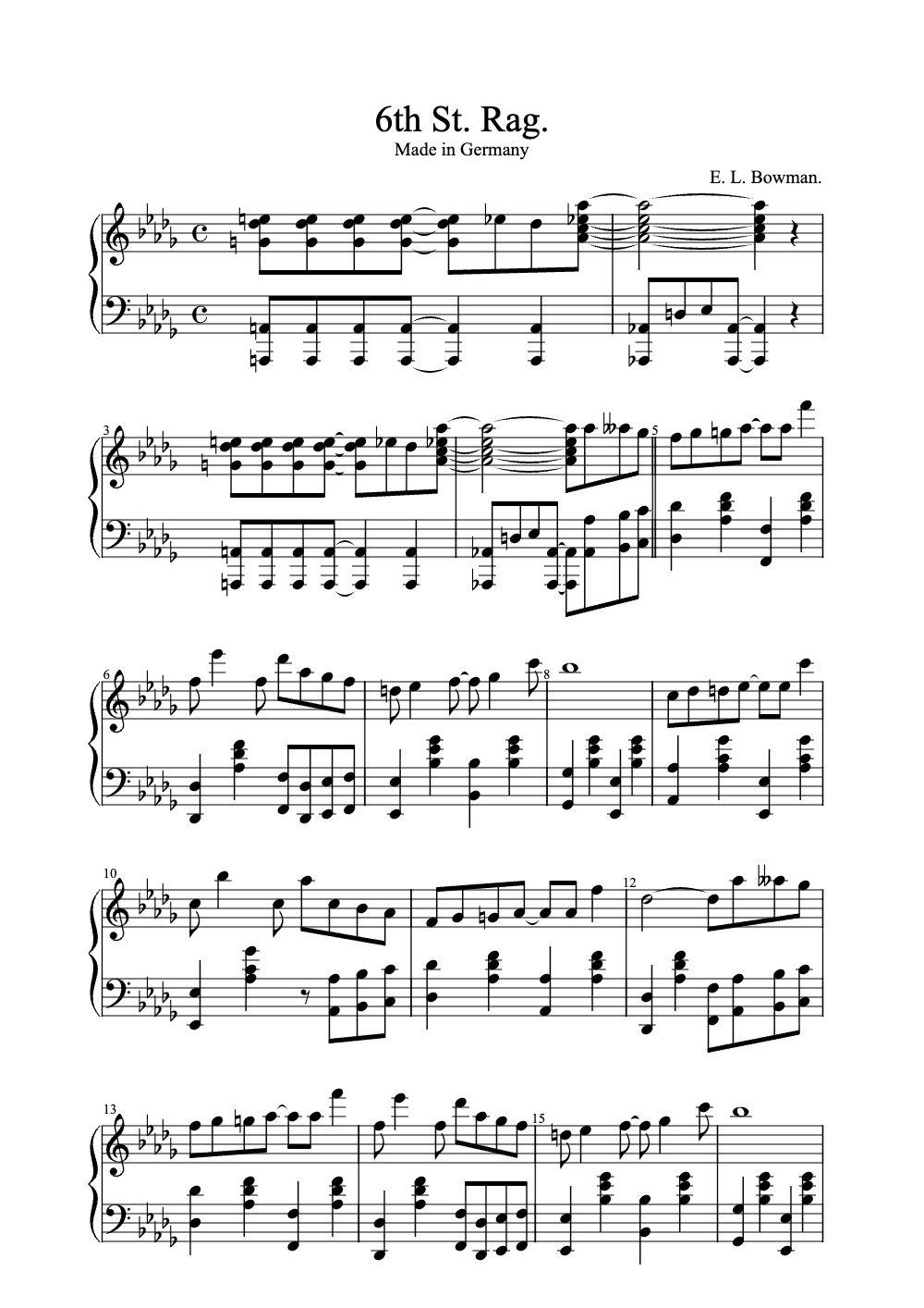 Sheet music preview for 6th St. Rag