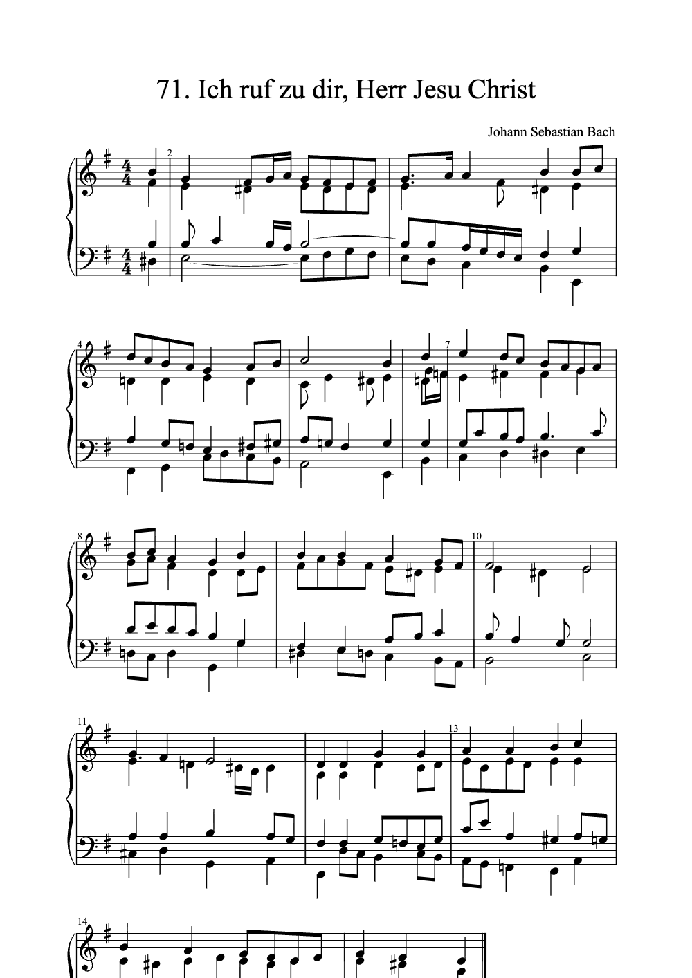 Sheet music preview for Ich Ruf Zu Dir, Herr Jesu Christ
