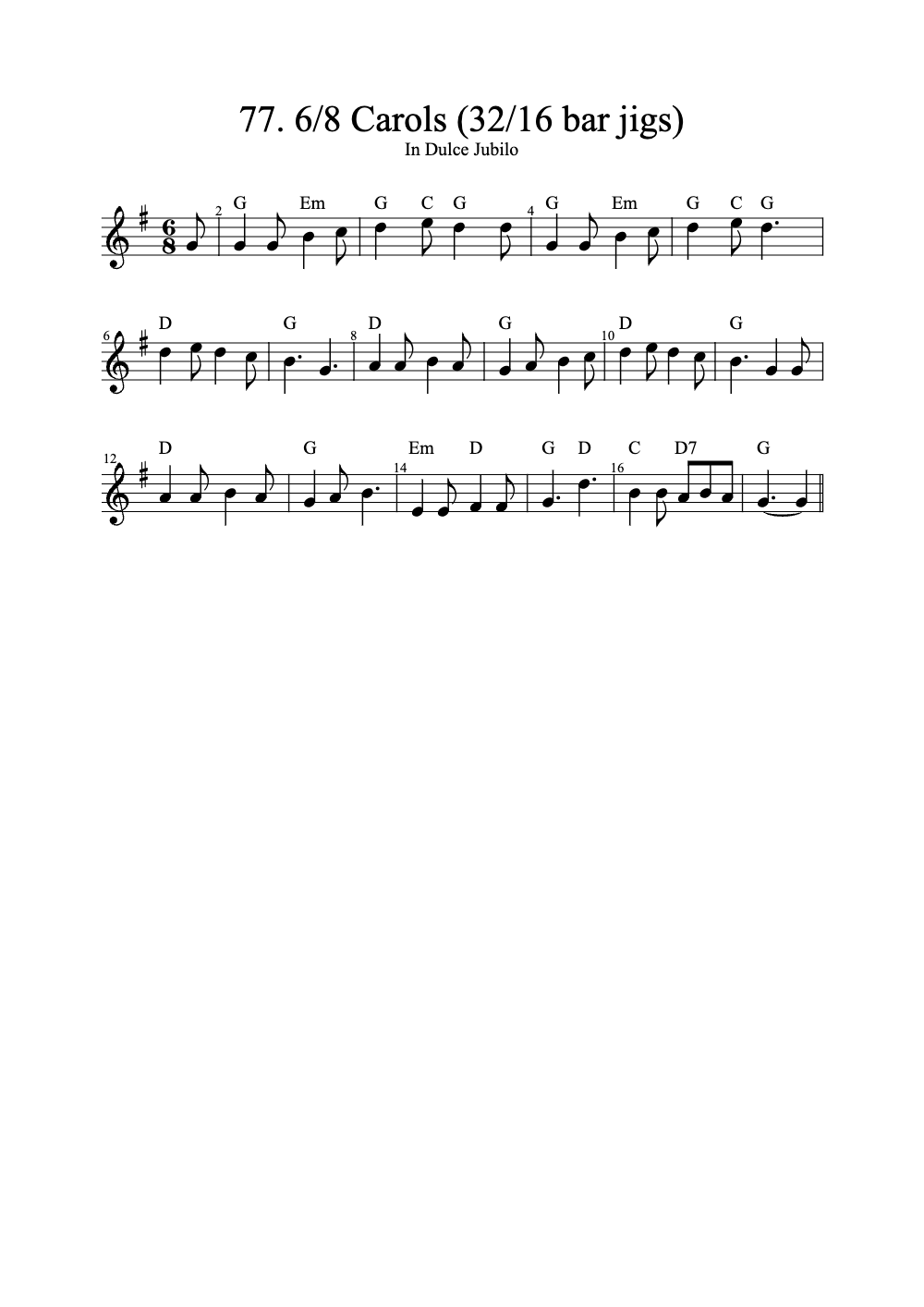 Sheet music preview for 6/8 Carols